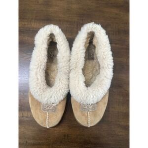 UGG Australia Ansley Chestnut Suede Sheepskin Slippers 1871 Womens Size 8